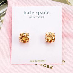 Kate Spade Colorado Topaz CZ Heart Prong Earrings